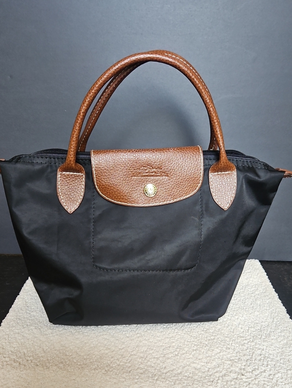 Small Longchamp Brown & Black Tote